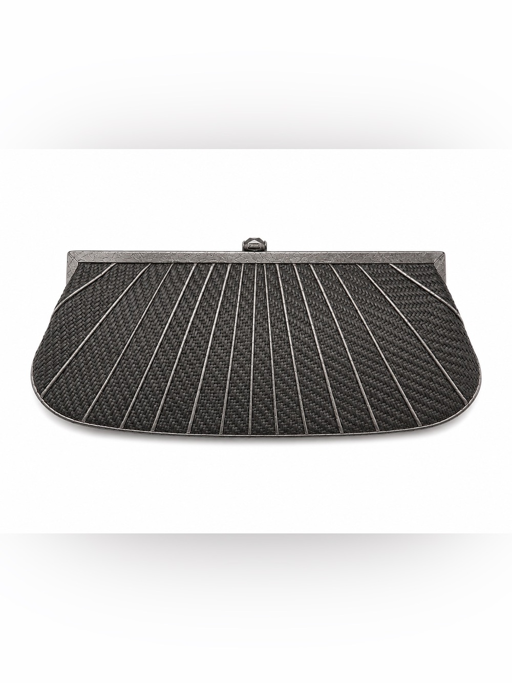 Kotur Gunmetal Woven Metallic Minaudière Clutch Evening Bag